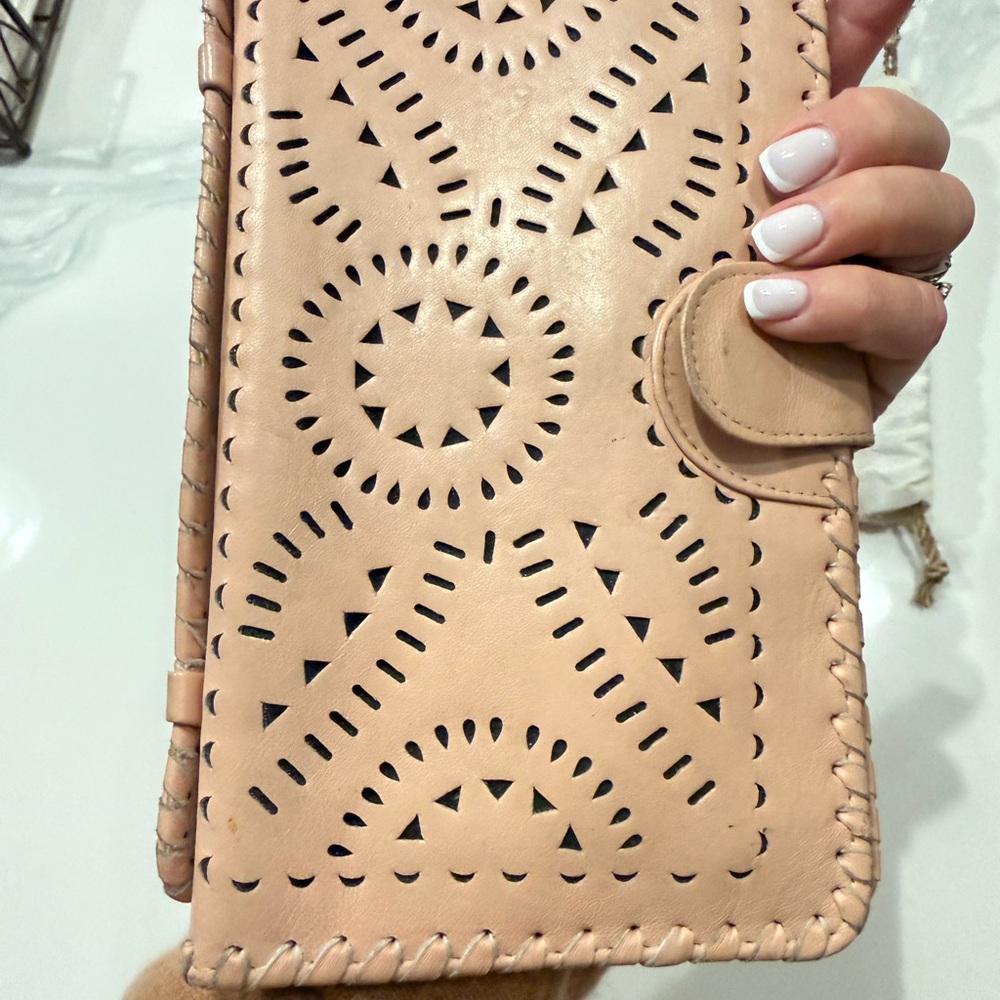 CLEOBELLA• GORGEOUS light pink/tan Cutout Clutch/wallet